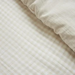 Housse De Couette|EMINZA Housse de couette gaze de coton (140 x 200 cm) Gaïa vichy Beige