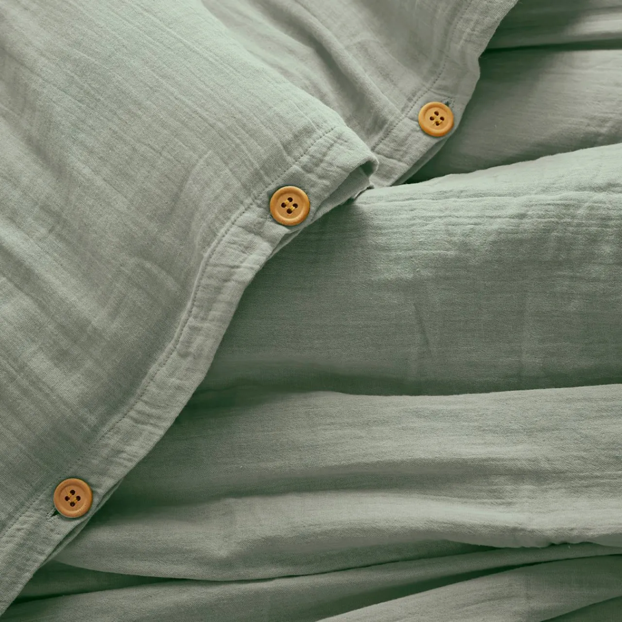 Housse De Couette|EMINZA Housse de couette gaze de coton (140 x 200 cm) Gaïa Vert Eucalyptus