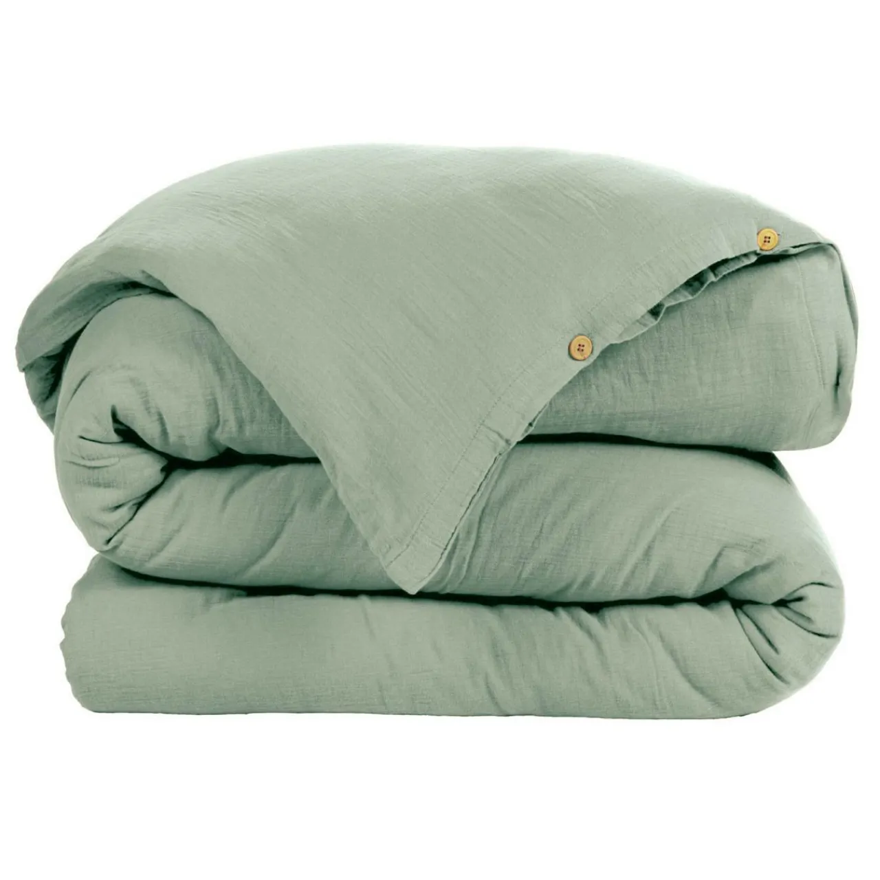 Housse De Couette|EMINZA Housse de couette gaze de coton (140 x 200 cm) Gaïa Vert Eucalyptus