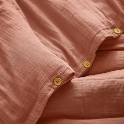 Housse De Couette|EMINZA Housse de couette gaze de coton (240 x 220 cm) Gaïa Rose Pêche