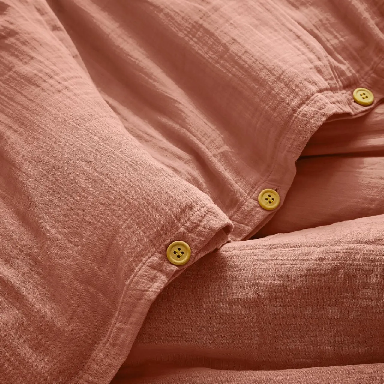 Housse De Couette|EMINZA Housse de couette gaze de coton (280 x 240 cm) Gaïa Rose Pêche