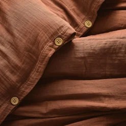 Housse De Couette|EMINZA Housse de couette gaze de coton (260 x 240 cm) Gaïa Terracotta