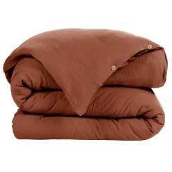 Housse De Couette|EMINZA Housse de couette gaze de coton (260 x 240 cm) Gaïa Terracotta