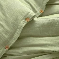 Housse De Couette|EMINZA Housse de couette gaze de coton (280 x 240 cm) Gaïa Vert tilleul