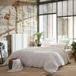 Housse De Couette|EMINZA Housse de couette gaze de coton (280 x 240 cm) Gaïa chantilly Blanc