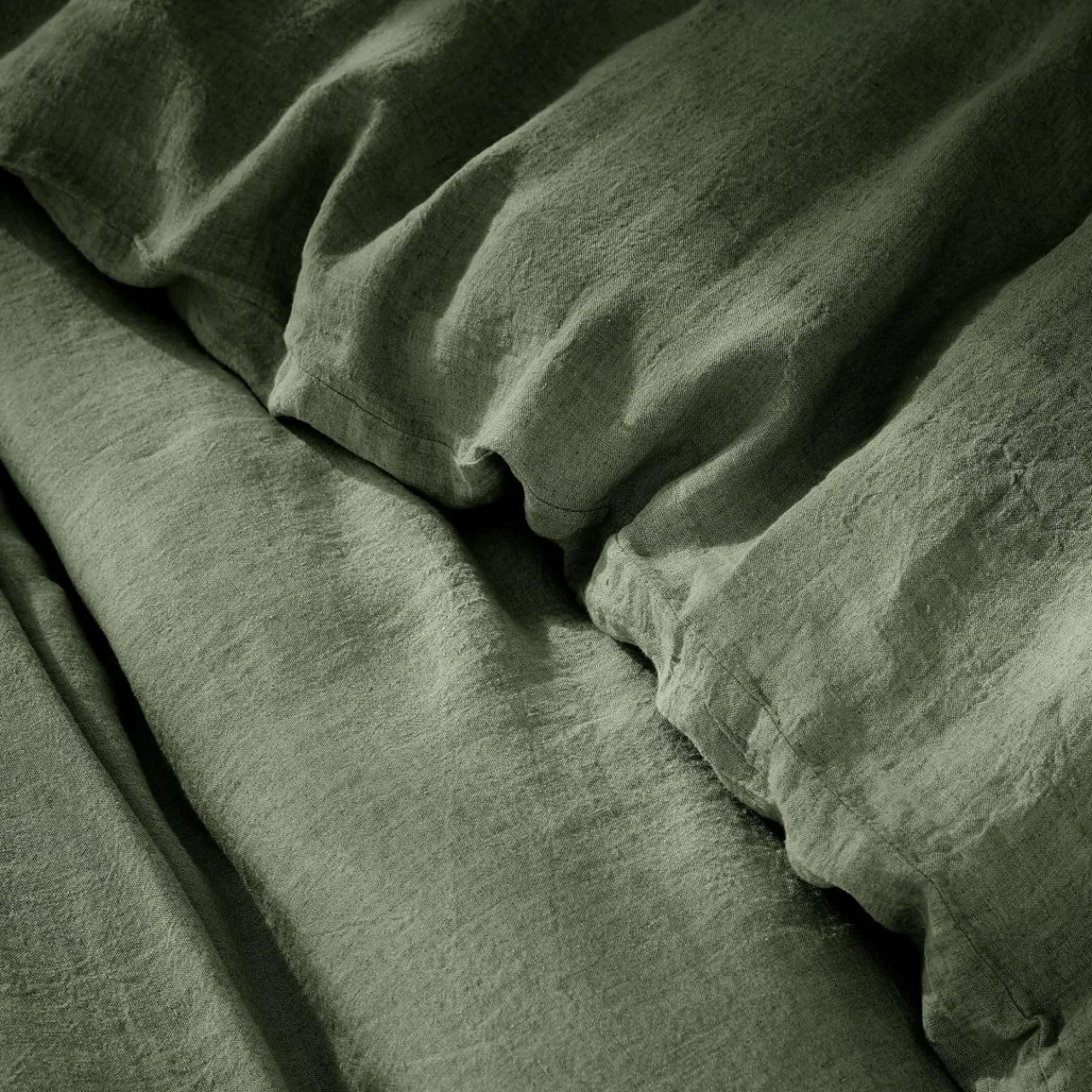 Housse De Couette|EMINZA Housse de couette lin lavé (240 x 220 cm) Louise Vert romarin