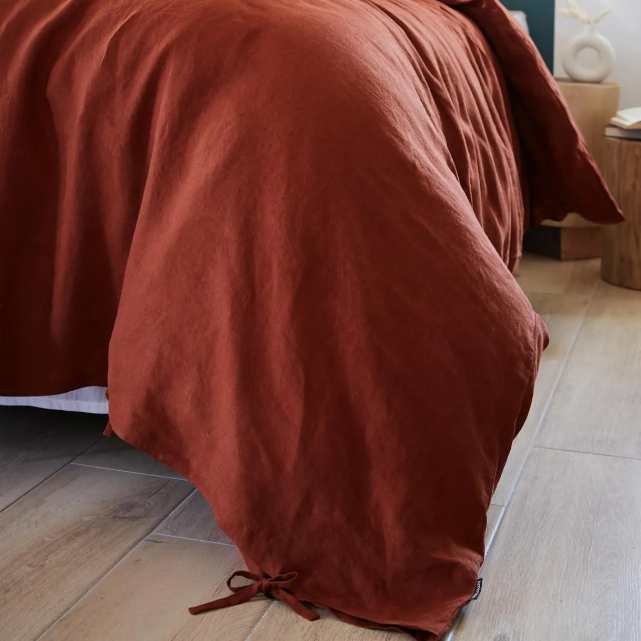 Housse De Couette|EMINZA Housse de couette lin lavé (240 x 220 cm) Louise Terracotta