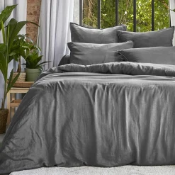 Parure De Lit|Housse De Couette|EMINZA Housse de couette lyocell Tencel™ lavé (280 x 240 cm) Olivia granit Gris