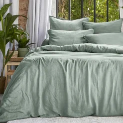 Parure De Lit|Housse De Couette|EMINZA Housse de couette lyocell Tencel™ lavé (280 x 240 cm) Olivia Vert Eucalyptus