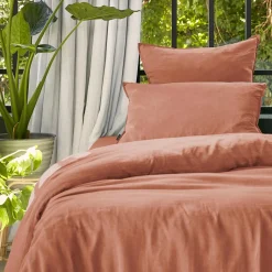 Parure De Lit|Housse De Couette|EMINZA Housse de couette lyocell Tencel™ lavé (140 x 200 cm) Olivia Terracotta
