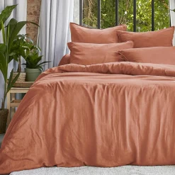 Parure De Lit|Housse De Couette|EMINZA Housse de couette lyocell Tencel™ lavé (260 x 240 cm) Olivia Terracotta