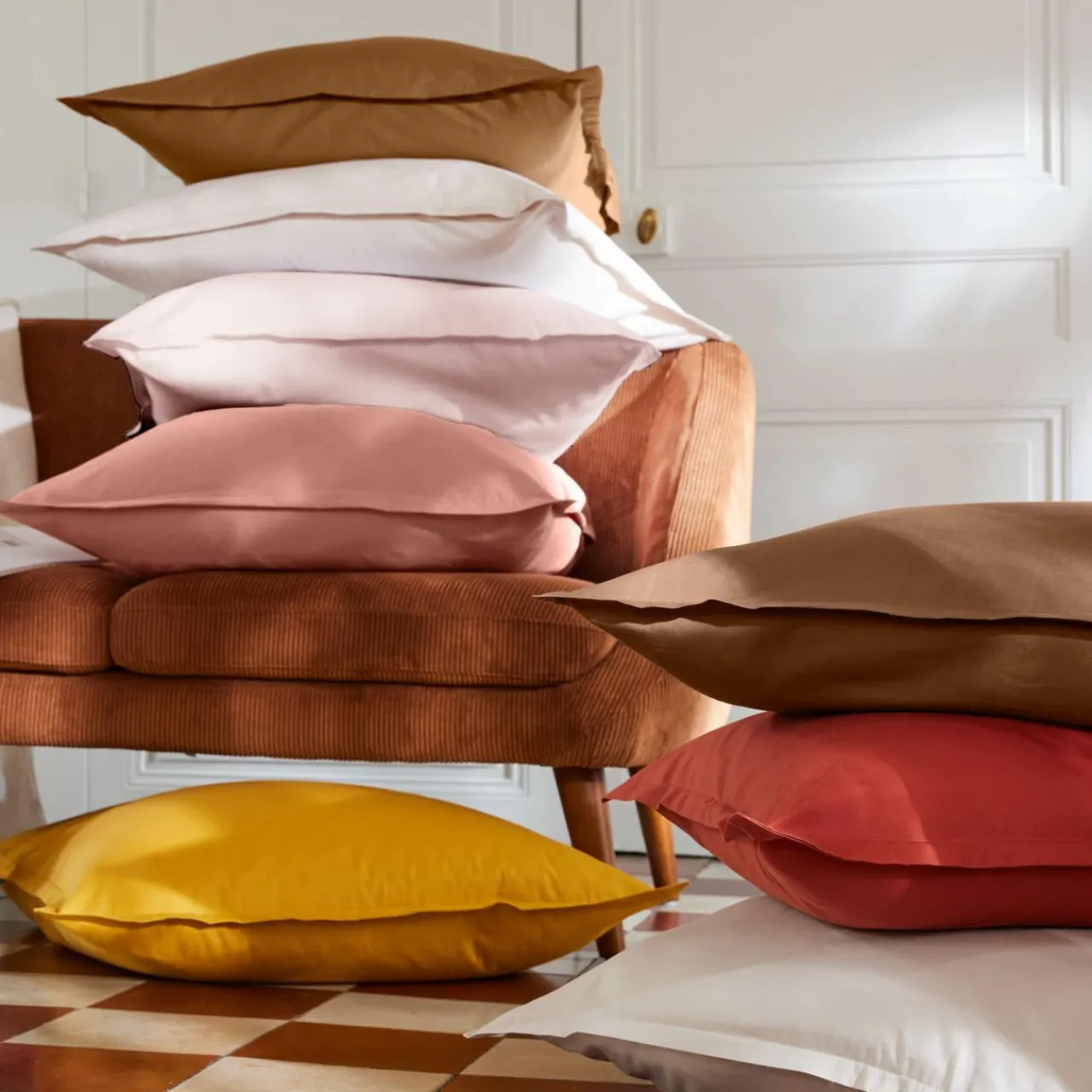 Housse De Couette|EMINZA Housse de couette percale de coton (140 x 200 cm) Cali Beige