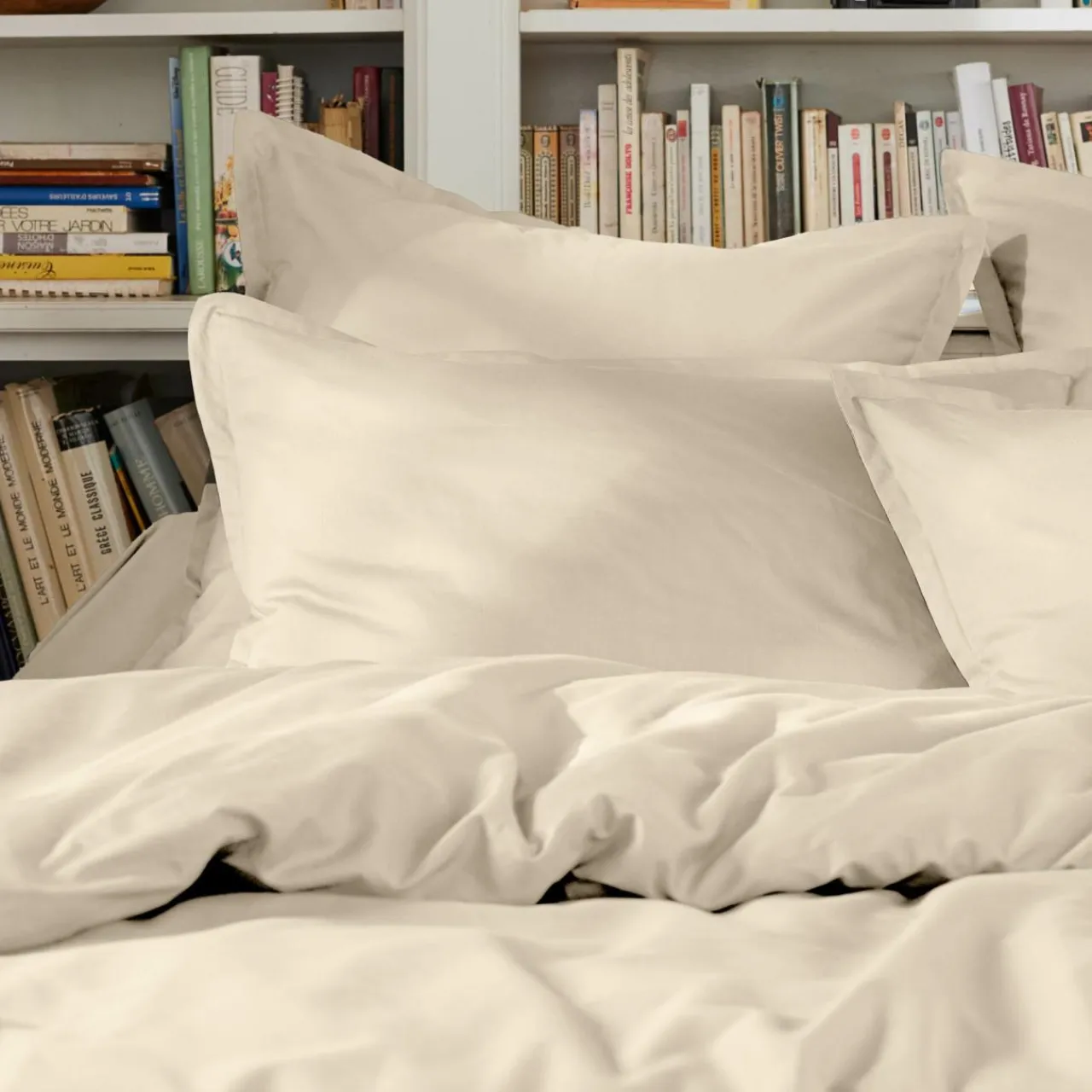 Housse De Couette|EMINZA Housse de couette percale de coton (140 x 200 cm) Cali Beige