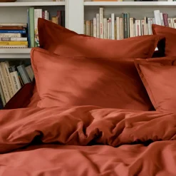 Housse De Couette|EMINZA Housse de couette percale de coton (200 x 200 cm) Cali Terracotta