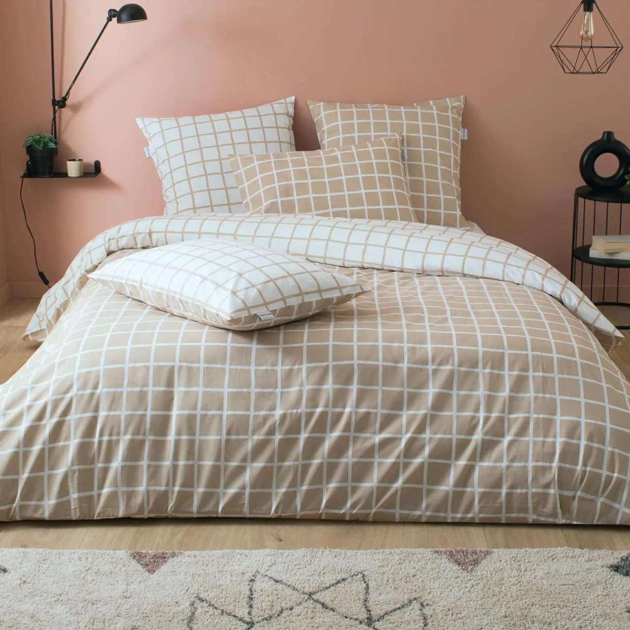 Housse De Couette|TRADILINGE Housse de couette percale de coton (260 x 240 cm) Max Beige