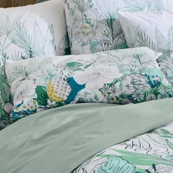 Housse De Couette|TRADI LINGE Housse de couette percale de coton (240 x 220 cm) Bali e Vert