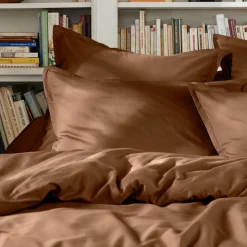 Housse De Couette|EMINZA Housse de couette percale de coton (140 x 200 cm) Cali Marron Chocolat