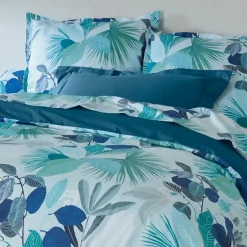 Housse De Couette|TRADILINGE Housse de couette percale de coton (200 x 200 cm) Moorea e Bleu
