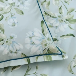 Housse De Couette|TRADILINGE Housse de couette percale de coton (280 x 240 cm) Eléna Nil e Vert