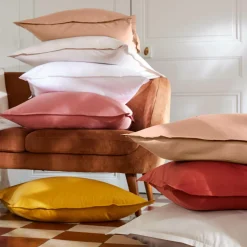 Housse De Couette|EMINZA Housse de couette percale de coton (280 x 240 cm) Cali Rose Pêche