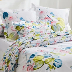 Housse De Couette|TRADILINGE Housse de couette percale de coton (260 x 240 cm) Nénuphar Aqua Multicolore