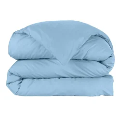 Housse De Couette|EMINZA Housse de couette percale de coton (200 x 200 cm) Cali Bleu Ciel
