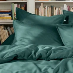 Housse De Couette|EMINZA Housse de couette percale de coton (200 x 200 cm) Cali Bleu canard
