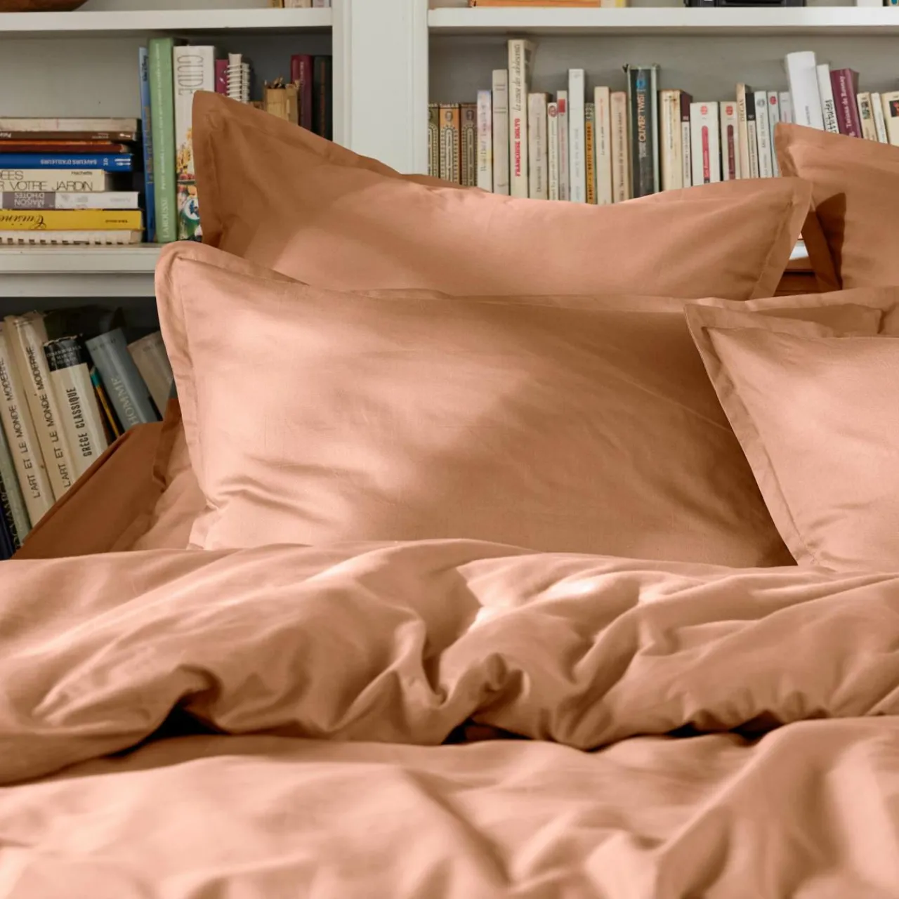 Housse De Couette|EMINZA Housse de couette percale de coton (140 x 200 cm) Cali Rose Pêche