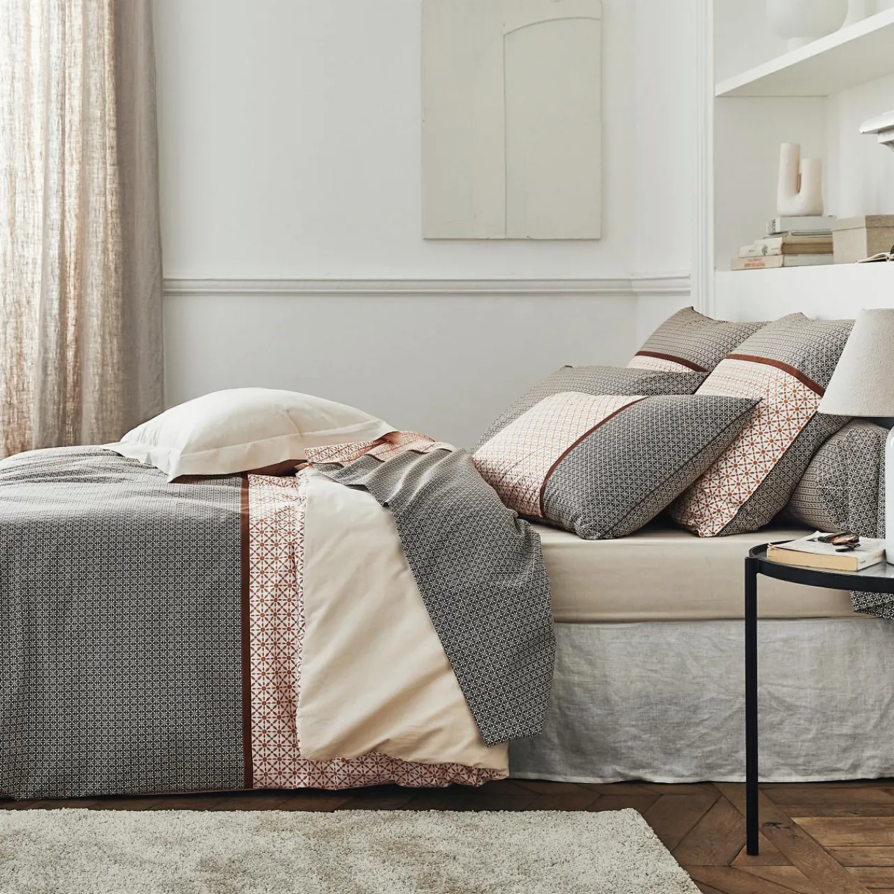 Housse De Couette|TRADILINGE Housse de couette percale de coton (260 x 240 cm) Gabin Multicolore