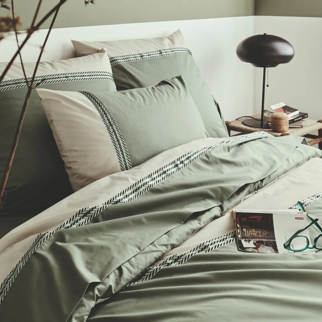 Housse De Couette|TRADILINGE Housse de couette percale de coton (200 x 200 cm) Noa Vert kaki