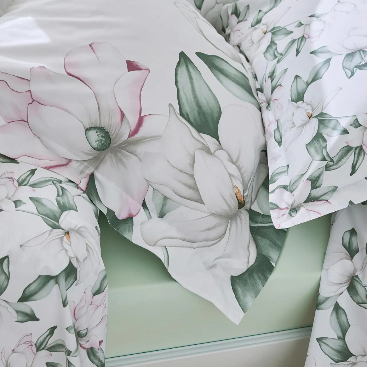Housse De Couette|TRADILINGE Housse de couette percale de coton (280 x 240 cm) Magnolia sauge Vert