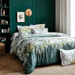 Housse De Couette|TRADILINGE Housse de couette percale de coton (300 x 240 cm) Trinidad Mousson e Vert