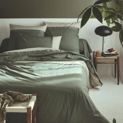 Housse De Couette|TRADILINGE Housse de couette percale de coton (300 x 240 cm) Noa Vert kaki