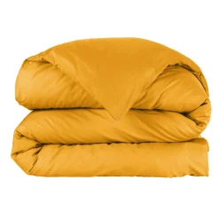 Housse De Couette|EMINZA Housse de couette percale de coton (140 x 200 cm) Cali Jaune moutarde
