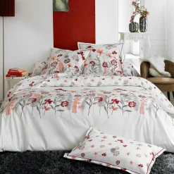 Housse De Couette|TRADI LINGE Housse de couette percale de coton (200 x 200 cm) Petite Folie Rouge