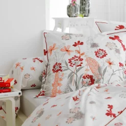 Housse De Couette|TRADI LINGE Housse de couette percale de coton (200 x 200 cm) Petite Folie Rouge