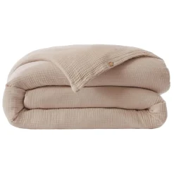 Housse De Couette|EMINZA Housse de couette quadruple gaze de coton (240 x 220 cm) Victoria x Gaïa Ficelle