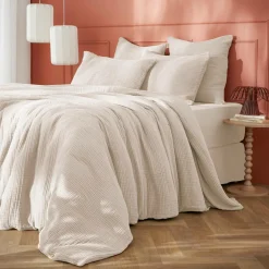 Housse De Couette|EMINZA Housse de couette quadruple gaze de coton (240 x 220 cm) Victoria x Gaïa pampa Beige