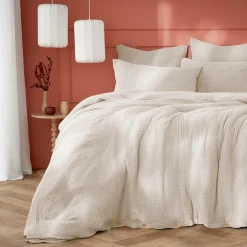 Housse De Couette|EMINZA Housse de couette quadruple gaze de coton (260 x 240 cm) Victoria x Gaïa pampa Beige