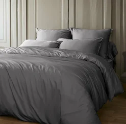 Housse De Couette|EMINZA Housse de couette satin de bambou (240 x 220 cm) Sienna granit Gris