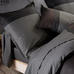 Housse De Couette|TRADI LINGE Housse de couette satin de coton (240 x 220 cm) Enzo e Noir
