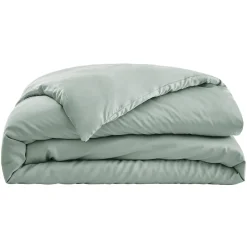 Housse De Couette|EMINZA Housse de couette satin de bambou (140 x 200 cm) Sienna Vert Eucalyptus