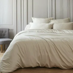 Housse De Couette|EMINZA Housse de couette satin de bambou (140 x 200 cm) Sienna Beige