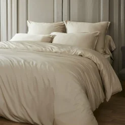 Housse De Couette|EMINZA Housse de couette satin de bambou (140 x 200 cm) Sienna Beige