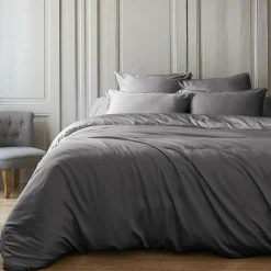 Housse De Couette|EMINZA Housse de couette satin de bambou (260 x 240 cm) Sienna granit Gris