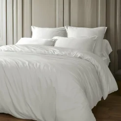 Housse De Couette|EMINZA Housse de couette satin de bambou (140 x 200 cm) Sienna chantilly Blanc