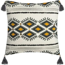 Coussin Et Housse|ATMOSPHERA Housse de coussin carrée coton (40 x 40 cm) Azteq Pampil Ecru