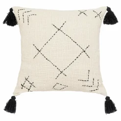 Coussin Et Housse|ATMOSPHERA Housse de coussin carrée coton (40 x 40 cm) Stitch Beige