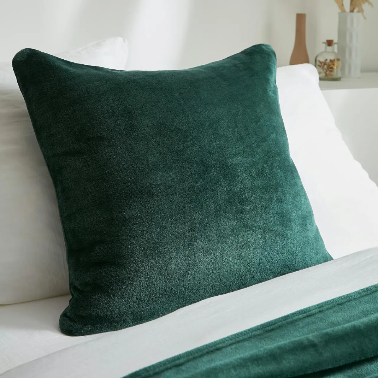Coussin Et Housse|EMINZA Housse de coussin carrée flanelle (60 x 60 cm) Didou e Vert