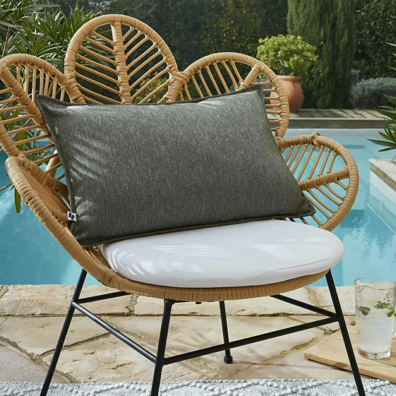 Accessoires Et Coussins|Coussin Déco D'Extérieur|L'effet papillon Housse de coussin extérieur rectangulaire (40 x 60 cm) Naia Vert nénuphar Vert mousse